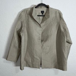 Eileen Fisher Silk textured open front jacket Events Office Contemporary